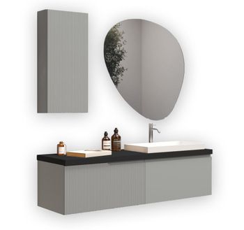 Mueble de baño 6 piezas en mdf gris mate