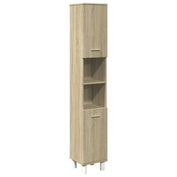 Armario De Baño | Mueble De Baño Madera Ingeniería Roble Sonoma 30,5x30x179 Cm