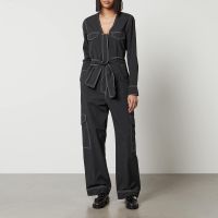ganni organic cotton-blend crepe jumpsuit - eu 34uk 6