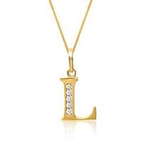 8 quilates cadena de oro letra l con circonita