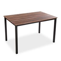 mesa de comedor 6 personas en aglomerado efecto madera y metal negro