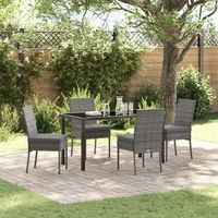 juego de comedor de jardin  5 piezas gris poliratan v1410 unico  gris