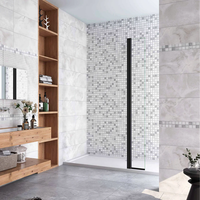 aica panel de ducha lateral giratorio vidrio 8mm antical con perfil negro mate 30x200cm