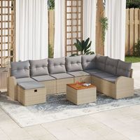 juego de sofas de jardin de 9 piezas con cojines beige de ratan sintetico v7287 unico  beige