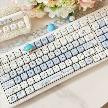 Juego de teclas de oso de hielo para teclado mecánico, teclas DYE-SUB PBT SOA, perfil azul Anime, diseño Alice, 2.25U, 2.75U, 140 teclas