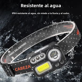Linterna frontal inductiva LED para pesca nocturna, carga tipo C, batería de larga duración, luz fuerte ultrabrillante