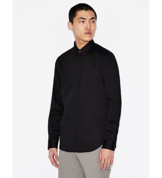 A|X Armani Exchange para hombre. 8NZCBDZN10Z1200 Camisa Popelina negro (XS), Casual, Fiesta, Algodón, Clásico, Manga larga