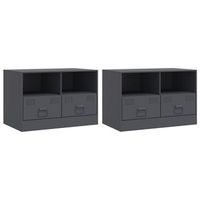 muebles para tv  mueble de salon  gabinete de tv 2 unidades acero gris antracita 67x39x44 cm