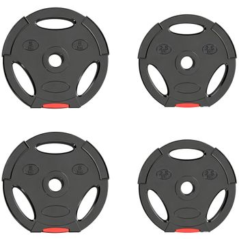 SPORTNOW Juego de Discos Pesas de 4 Piezas 2x5 kg 2x2,5 kg con Orificios de 2,5 cm para Entrenamiento Fitness en Hogar Negro