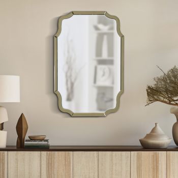 Espejo de pared con marco de cristal dorado 60x1x90 cm