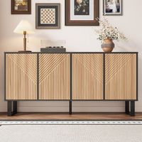 aparador - mueble para salon y entrada - mdf y particulas - negro y natural 160x38x75cm