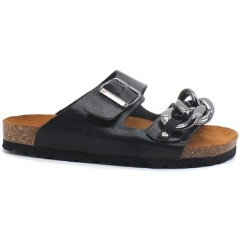 Divine Follie Sandalias Ciabatta Pelle Catena Nero BK05 para mujer