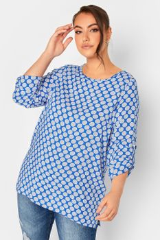 Yours Blusa Azul De Topos, Mujer Curvy Y Tallas Grandes, Yours
