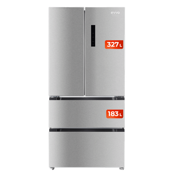 EVVO Frigorífico francés F80X, 327l + 183l, Motor Inverter, Total No Frost, Multi Air Flow, Freon Free