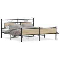 cama matrimonial  cama para adultos  estructura de cama sin colchon metal roble sonoma 183x213 cm