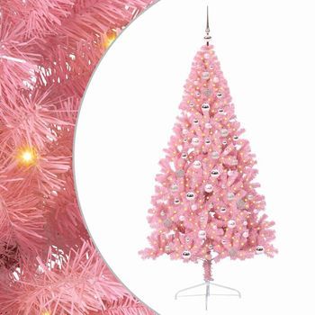 Árbol De Navidad Artificial Preiluminado Rosa 240 Cm Pvc Vidaxl