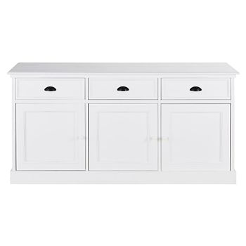 Aparador de abeto y MDF blanco mate de 156 cm