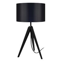 lampara de tripode madera negro pantalla negro