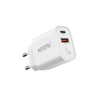 cargador de pared accetel ac635w gan 35w usb-c y usb-a carga rapida