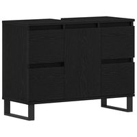 gabinete de bano  armario de bano con cajon roble negro 80 x 33 x 60 cm