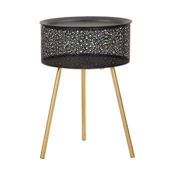 Mesa Auxiliar De Metal Negro Y Dorado Ø Cm 35x50