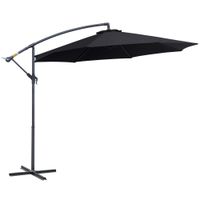 outsunny sombrilla de jardin o300x250 cm parasol excentrico inclinable negro con manivela base cruzada y soporte de metal para balcon   aosom espana