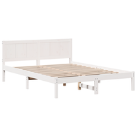 cama matrimonial  cama doble  estructura de cama de pino blanca blanca madera 150 x 200 cm cfw57578
