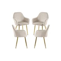 pack 4 sillas chic golden de terciopelo 875644 cm - beige