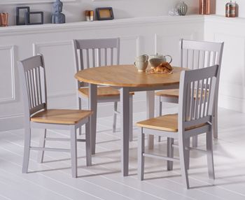 Amalfi Oak and Grey Painted Extending Dining Table with Chairs - Oak and Grey, 2 Chairs