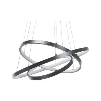 Lámpara De Techo Led De Metal Negro Aluminio 3 Anillos Glamour Moderno Atrek