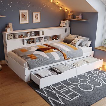 Cama De Día 140x190 Cm – Almacenamiento Integrado, Cofre, Estante, Armario, Blanca