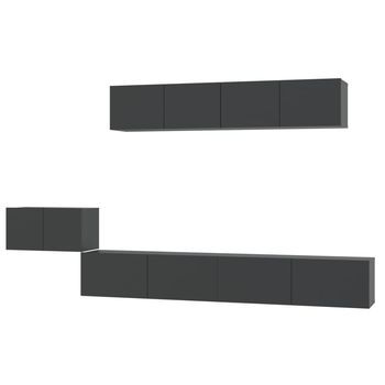 Set De 5 Uds Muebles Tv | Mueble De Salón | Armario Tv Madera Contrachapada Negro