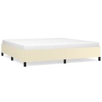 estructura de cama de cuero sintetico color crema 200x200 cm