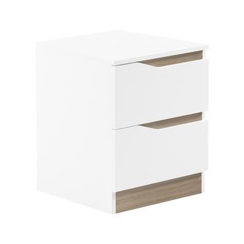 Mesita De Noche 40x40x50 Cm Con 2 Cajones Mueble Auxiliar Dormitorio Blanco Sonoma