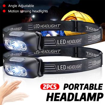 Linterna frontal de luz fuerte, Mini linterna Led para pesca nocturna, potente linterna frontal para exteriores, impermeable, para acampar, portátil, con Sensor LED