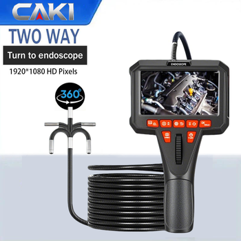 Boroscopio Articulado 360°, Endoscopio Industrial 1080P de 6mm con Pantalla LCD IPS Bidireccional de 4.5 Pulgadas, Cámara Serpiente IP67 Impermeable, Cable Semirrígido, Luz LED, Monitor, Cámara de