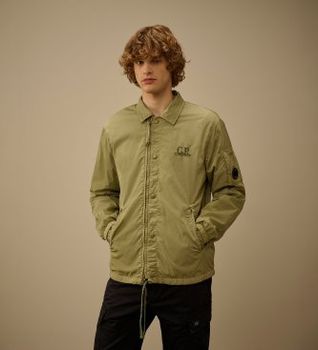 C.P. Company para hombre. 20CMOS007A005904D Camisa Chrome verde (S), Casual, Poliamida, Manga larga
