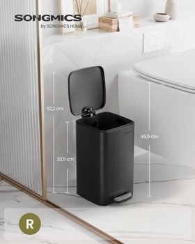 Papelera de baño 8 litros con pedal de acero negro