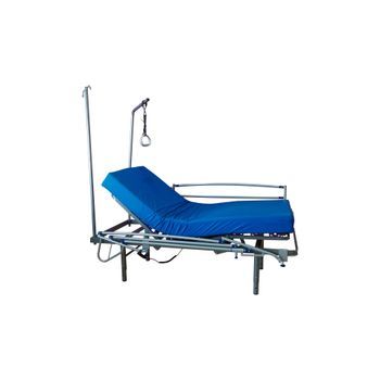 Cama Articulada Geriatrica De Hospital Con Colchon Sanitario, Patas Regulables, Barandilla, Agarrador Y Porta Gotero - 105 Cm X 190 Cm