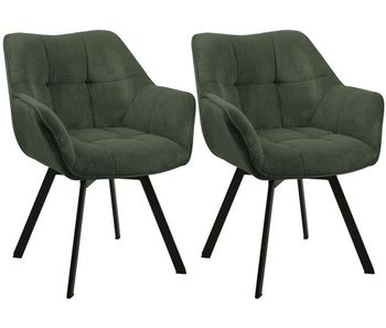 Pack de 2 sillas de comedor jordi de pana verde 59x60x81 cm