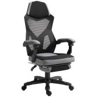 vinsetto silla de oficina silla gaming altura ajustable respaldo giratorio ruedas pivotantes reposapies tela de malla 58x63x112-122 cm   aosom espana