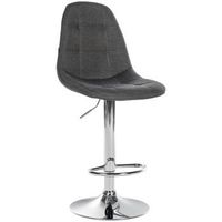 taburete de bar x1 con reposapies asiento giratorio regulable en altura en tejido gris oscuro estructura de metal cromado 100004845