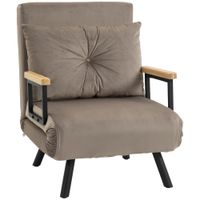 homcom sofa cama acolchado 3 en 1 con respaldo reclinable en 5 posiciones y cojin 63x73x81 cm gris   aosom espana