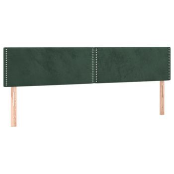 Cabecero Cama Mueble De Dormitorio Con Led De Terciopelo 200 X 5 X 78/88 Cm Verde Oscuro M02_0002061