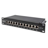 digitus panel de parcheo 12 puertos cat 6a 1u negro
