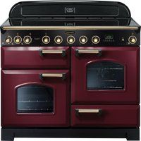 rangemaster classic deluxe 110 electric induction range cooker - cranberry  brass cranberry