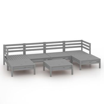 Juego De Muebles De Jardín 7 Piezas | Mobiliario De Jardín Madera Maciza De Pino Gris