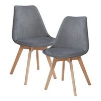 juego de 2 sillas de comedor flaten estilo escandinavo 82x49x54cm pana - gris encasa