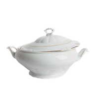 sopera de porcelana blanca 3 l rhein 1 tapa de porcelana filo de oro