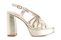 sandalias jaula de piel metalizada light gold